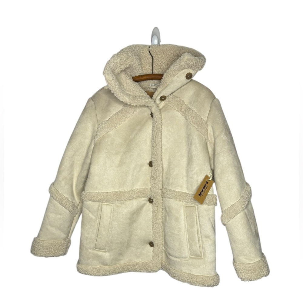Bearpaw NWT Faux Shearling/Suede Ivory Coat Jacket Size XL